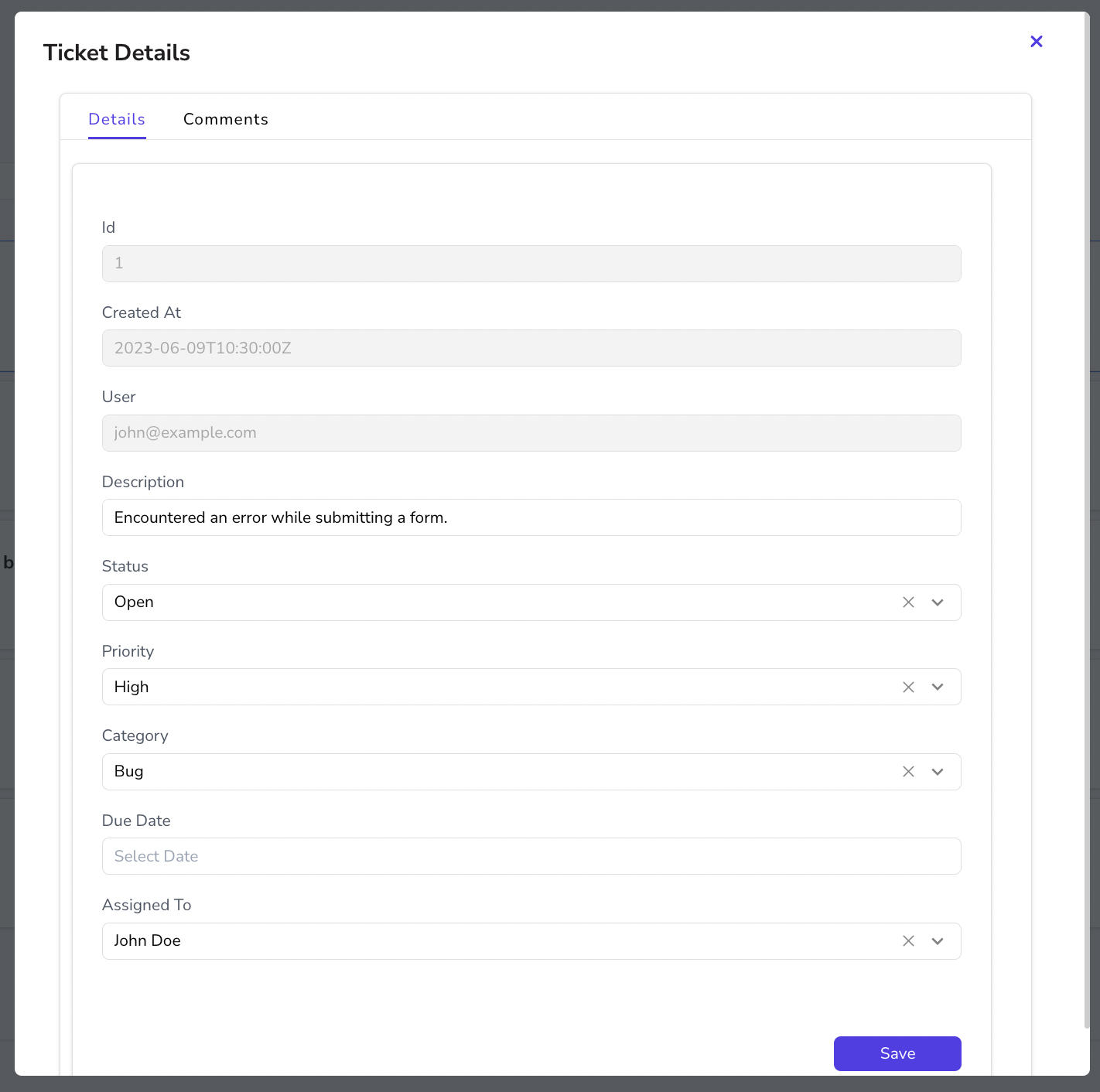 Edit Ticket Details